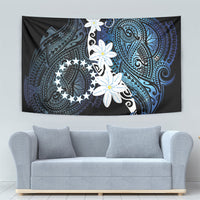 Cook Islands Maori Language Week Tapestry Tiare Maori Kuki Airani Blue Pattern LT22 - Polynesian Pride