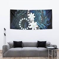 Cook Islands Maori Language Week Tapestry Tiare Maori Kuki Airani Blue Pattern LT22 - Polynesian Pride