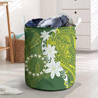 Cook Islands Maori Language Week Laundry Basket Tiare Maori Kuki Airani Green Pattern LT22 Green - Polynesian Pride
