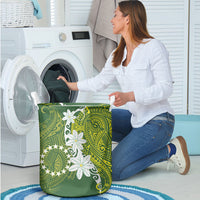 Cook Islands Maori Language Week Laundry Basket Tiare Maori Kuki Airani Green Pattern LT22 - Polynesian Pride