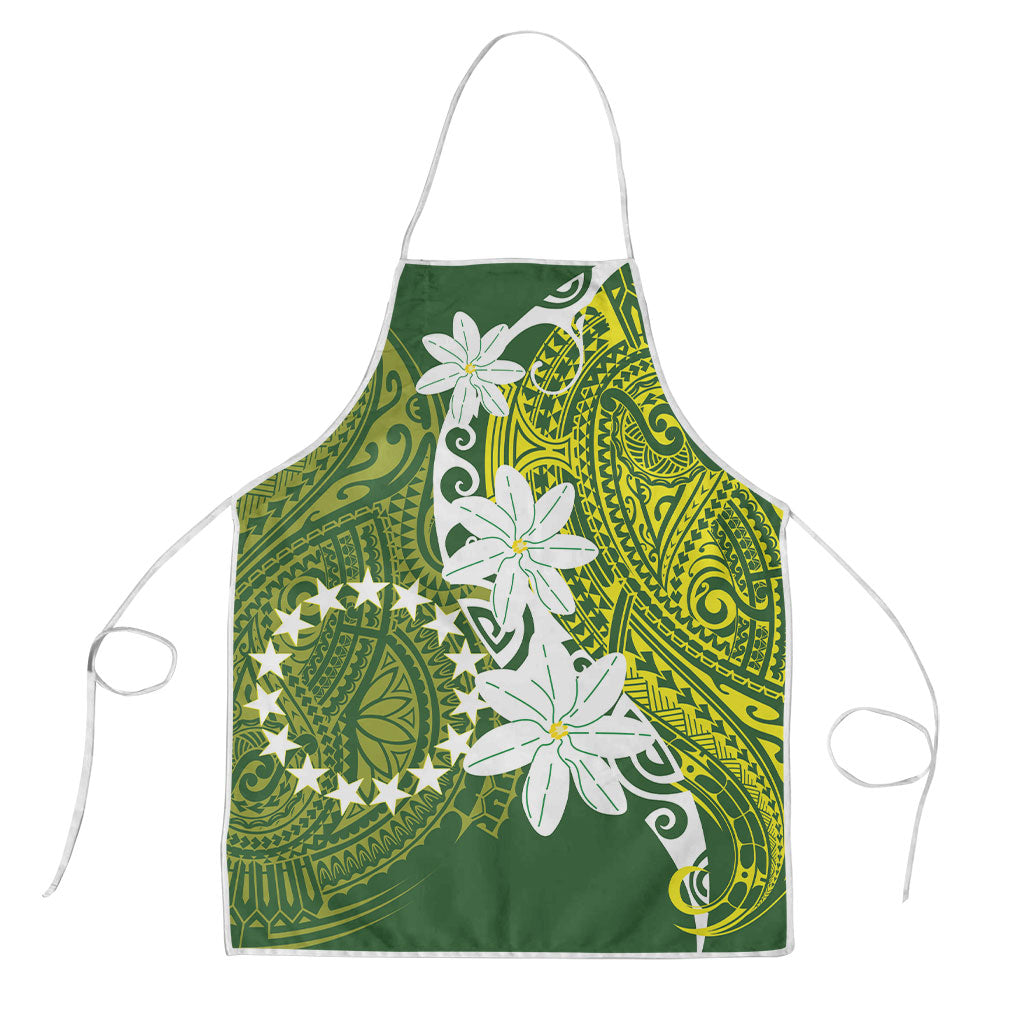 Cook Islands Maori Language Week Apron Tiare Maori Kuki Airani Green Pattern LT22 Green - Polynesian Pride