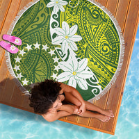 Cook Islands Maori Language Week Beach Blanket Tiare Maori Kuki Airani Green Pattern LT22 - Polynesian Pride