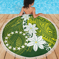 Cook Islands Maori Language Week Beach Blanket Tiare Maori Kuki Airani Green Pattern LT22 - Polynesian Pride
