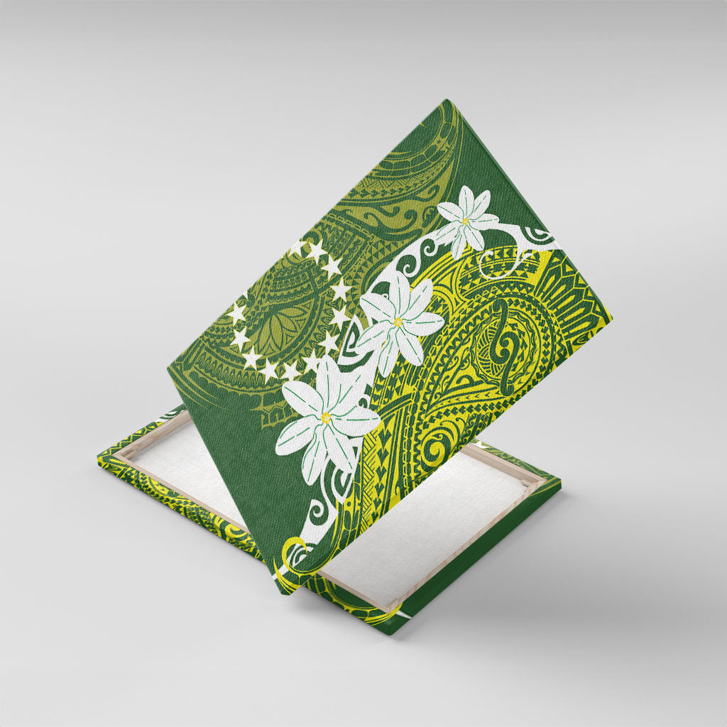 Cook Islands Maori Language Week Canvas Wall Art Tiare Maori Kuki Airani Green Pattern LT22 With Frame Green - Polynesian Pride