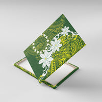 Cook Islands Maori Language Week Canvas Wall Art Tiare Maori Kuki Airani Green Pattern LT22 With Frame Green - Polynesian Pride