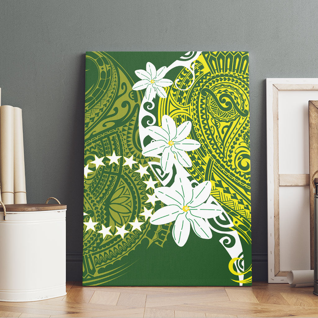 Cook Islands Maori Language Week Canvas Wall Art Tiare Maori Kuki Airani Green Pattern LT22 - Polynesian Pride