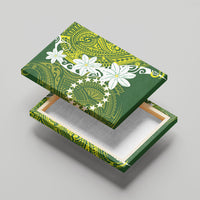 Cook Islands Maori Language Week Canvas Wall Art Tiare Maori Kuki Airani Green Pattern LT22 - Polynesian Pride