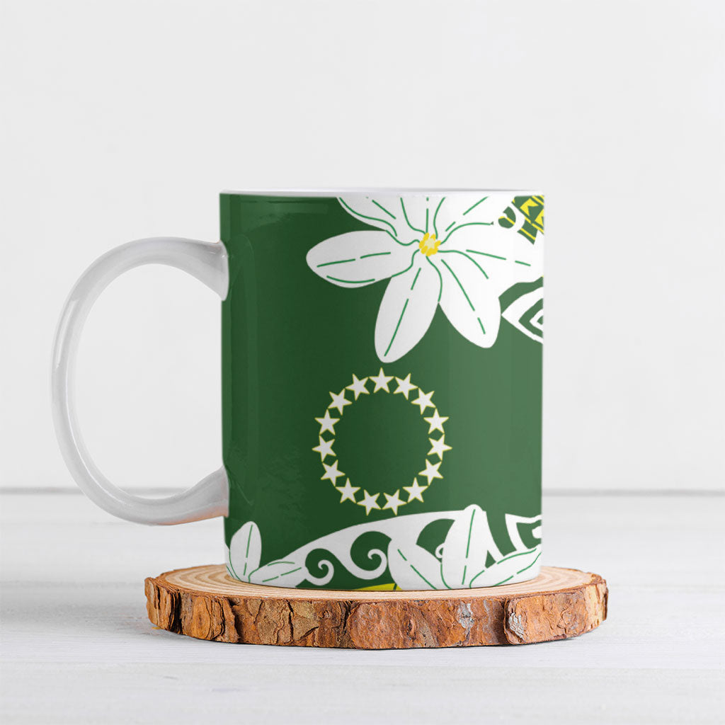 Cook Islands Maori Language Week Ceramic Mug Tiare Maori Kuki Airani Green Pattern LT22 Green - Polynesian Pride