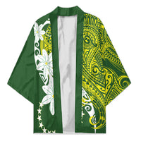 Cook Islands Maori Language Week Kimono Tiare Maori Kuki Airani Green Pattern LT22 Unisex Green - Polynesian Pride