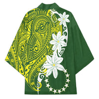 Cook Islands Maori Language Week Kimono Tiare Maori Kuki Airani Green Pattern LT22 - Polynesian Pride