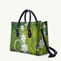 Cook Islands Maori Language Week Leather Bag Tiare Maori Kuki Airani Green Pattern LT22 Green - Polynesian Pride