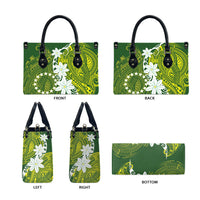 Cook Islands Maori Language Week Leather Bag Tiare Maori Kuki Airani Green Pattern LT22 - Polynesian Pride