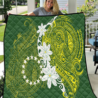 Cook Islands Maori Language Week Quilt Tiare Maori Kuki Airani Green Pattern LT22 Green - Polynesian Pride