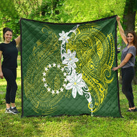 Cook Islands Maori Language Week Quilt Tiare Maori Kuki Airani Green Pattern LT22 - Polynesian Pride