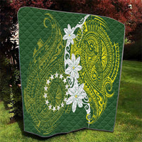Cook Islands Maori Language Week Quilt Tiare Maori Kuki Airani Green Pattern LT22 - Polynesian Pride