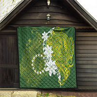 Cook Islands Maori Language Week Quilt Tiare Maori Kuki Airani Green Pattern LT22 - Polynesian Pride