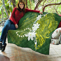 Cook Islands Maori Language Week Quilt Tiare Maori Kuki Airani Green Pattern LT22 - Polynesian Pride