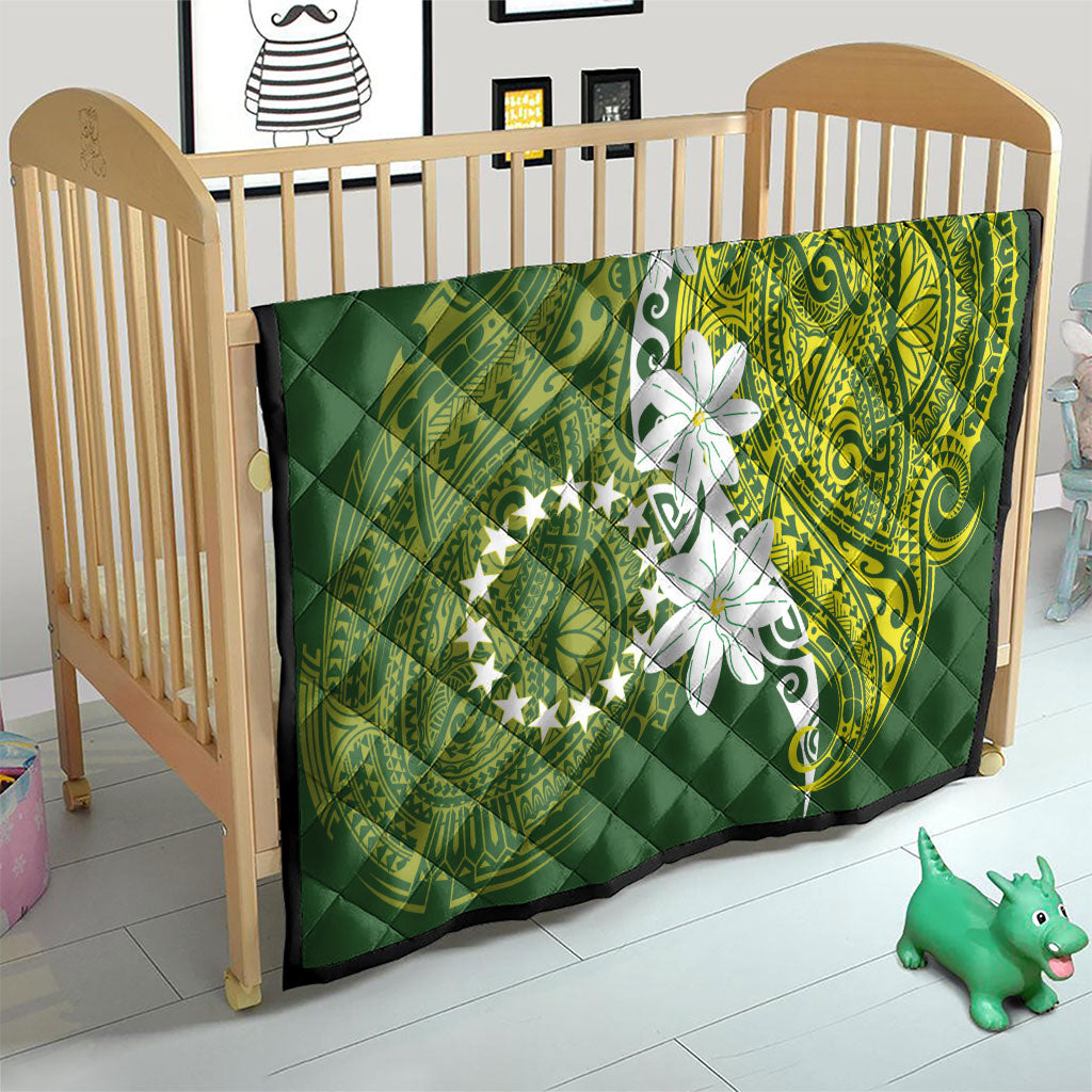 Cook Islands Maori Language Week Quilt Tiare Maori Kuki Airani Green Pattern LT22 - Polynesian Pride
