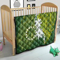 Cook Islands Maori Language Week Quilt Tiare Maori Kuki Airani Green Pattern LT22 - Polynesian Pride