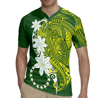 Cook Islands Maori Language Week Rugby Jersey Tiare Maori Kuki Airani Green Pattern LT22 - Polynesian Pride