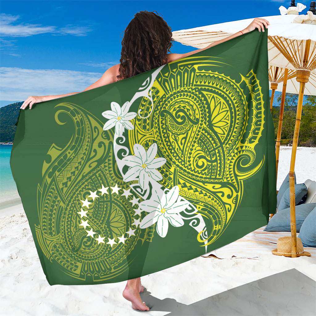 Cook Islands Maori Language Week Sarong Tiare Maori Kuki Airani Green Pattern LT22 One Size 44 x 66 inches Green - Polynesian Pride