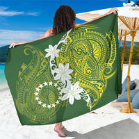 Cook Islands Maori Language Week Sarong Tiare Maori Kuki Airani Green Pattern LT22 One Size 44 x 66 inches Green - Polynesian Pride