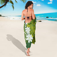 Cook Islands Maori Language Week Sarong Tiare Maori Kuki Airani Green Pattern LT22 - Polynesian Pride