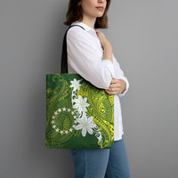 Cook Islands Maori Language Week Tote Bag Tiare Maori Kuki Airani Green Pattern LT22 - Polynesian Pride