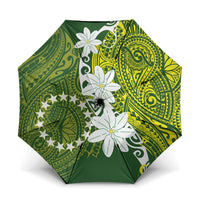 Cook Islands Maori Language Week Umbrella Tiare Maori Kuki Airani Green Pattern LT22 One Size Folded 11.42 inch Opened Diameter 37.4 inch Green - Polynesian Pride