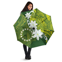 Cook Islands Maori Language Week Umbrella Tiare Maori Kuki Airani Green Pattern LT22 - Polynesian Pride
