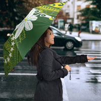 Cook Islands Maori Language Week Umbrella Tiare Maori Kuki Airani Green Pattern LT22 - Polynesian Pride