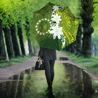 Cook Islands Maori Language Week Umbrella Tiare Maori Kuki Airani Green Pattern LT22 - Polynesian Pride