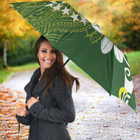 Cook Islands Maori Language Week Umbrella Tiare Maori Kuki Airani Green Pattern LT22 - Polynesian Pride