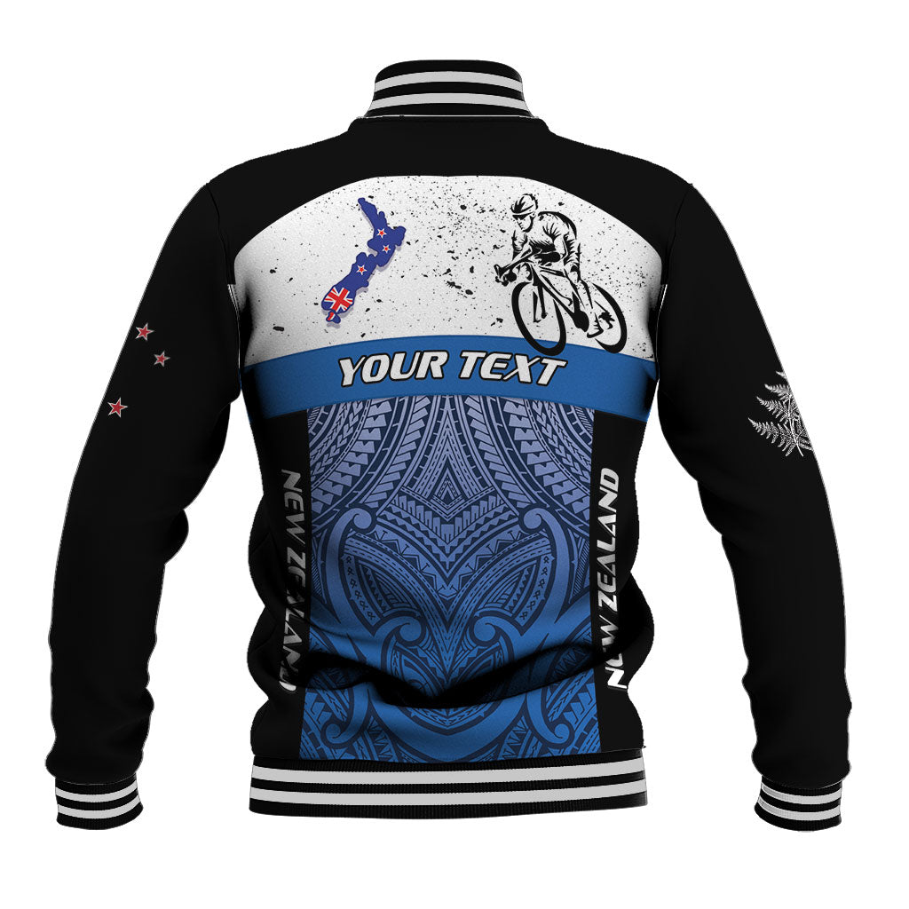Personalised Cycling New Zealand Baseball Jacket Aotearoa Map Fern Maori Pattern LT22 - Polynesian Pride