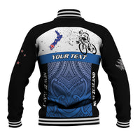 Personalised Cycling New Zealand Baseball Jacket Aotearoa Map Fern Maori Pattern LT22 - Polynesian Pride