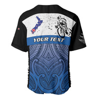 Personalised Cycling New Zealand Baseball Jersey Aotearoa Map Fern Maori Pattern LT22 - Polynesian Pride