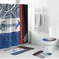 Personalised Cycling New Zealand Bathroom Set Aotearoa Map Fern Maori Pattern LT22 Bathroom Set (4 pcs) Blue - Polynesian Pride