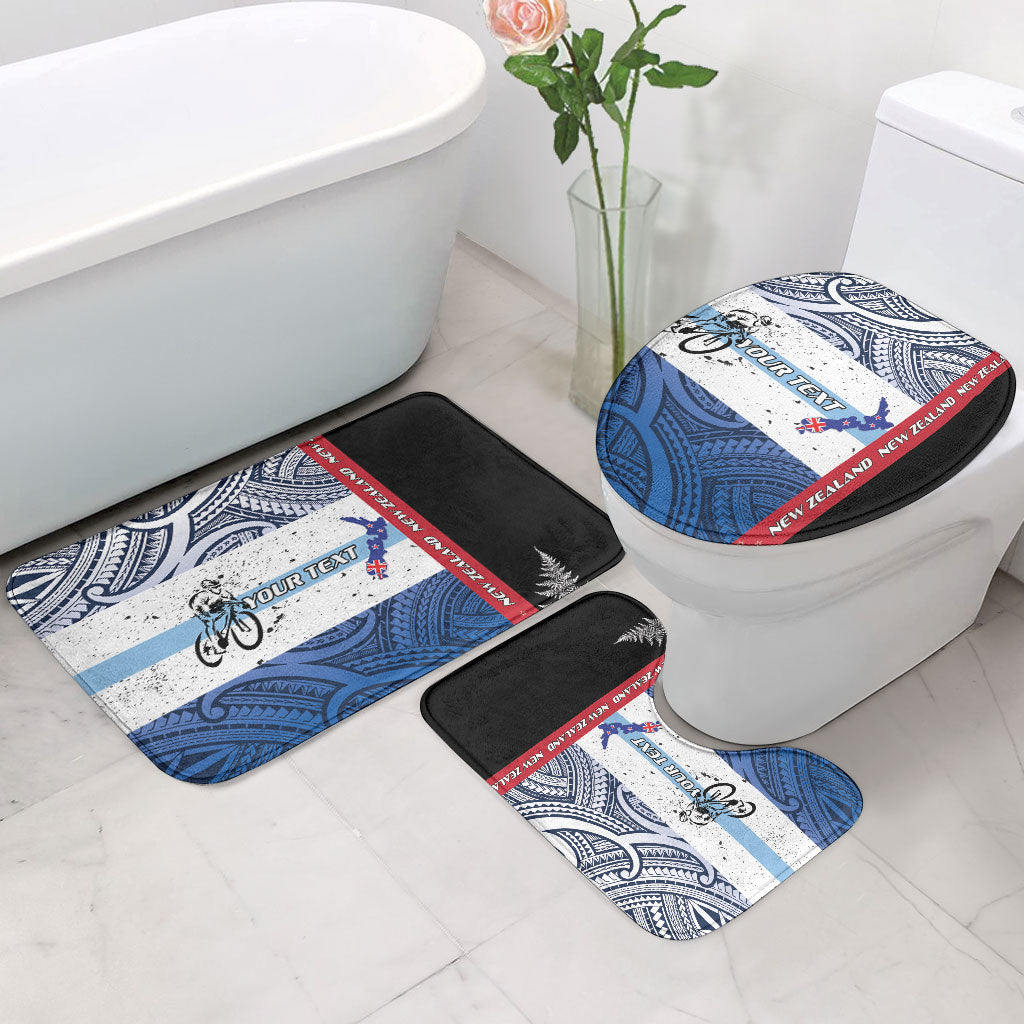 Personalised Cycling New Zealand Bathroom Set Aotearoa Map Fern Maori Pattern LT22 - Polynesian Pride