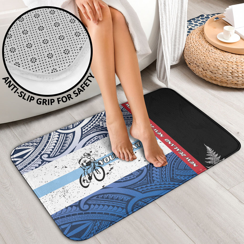 Personalised Cycling New Zealand Bathroom Set Aotearoa Map Fern Maori Pattern LT22 - Polynesian Pride