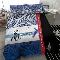 Personalised Cycling New Zealand Bedding Set Aotearoa Map Fern Maori Pattern LT22 - Polynesian Pride