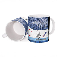 Personalised Cycling New Zealand Ceramic Mug Aotearoa Map Fern Maori Pattern LT22 - Polynesian Pride