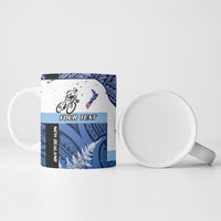 Personalised Cycling New Zealand Ceramic Mug Aotearoa Map Fern Maori Pattern LT22 - Polynesian Pride