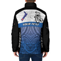 Personalised Cycling New Zealand Padded Jacket Aotearoa Map Fern Maori Pattern LT22 - Polynesian Pride