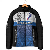Personalised Cycling New Zealand Padded Jacket Aotearoa Map Fern Maori Pattern LT22 - Polynesian Pride