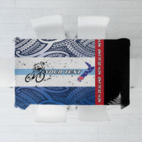 Personalised Cycling New Zealand Tablecloth Aotearoa Map Fern Maori Pattern LT22 Blue - Polynesian Pride
