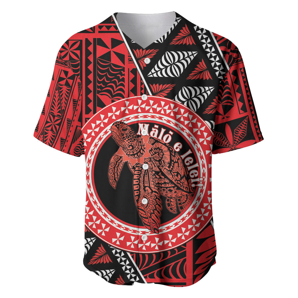 Personalised Tonga Language Week Baseball Jersey Heilala Turtle Malo E Lelei LT22 Red - Polynesian Pride