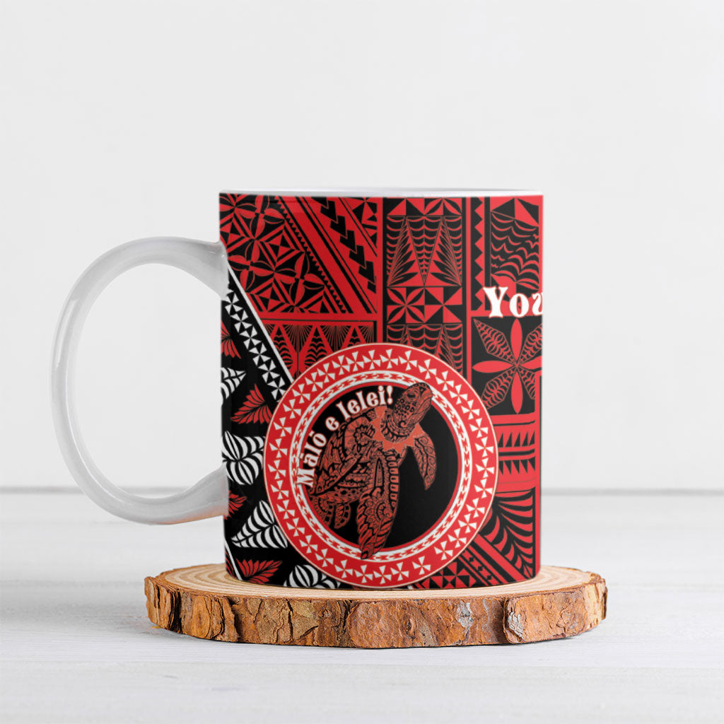 Personalised Tonga Language Week Ceramic Mug Heilala Turtle Malo E Lelei LT22 Red - Polynesian Pride