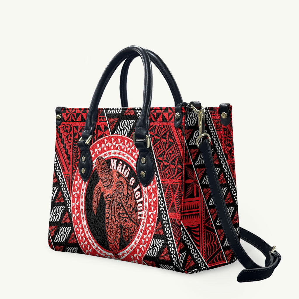 Tonga Language Week Leather Bag Heilala Turtle Malo E Lelei LT22 Red - Polynesian Pride