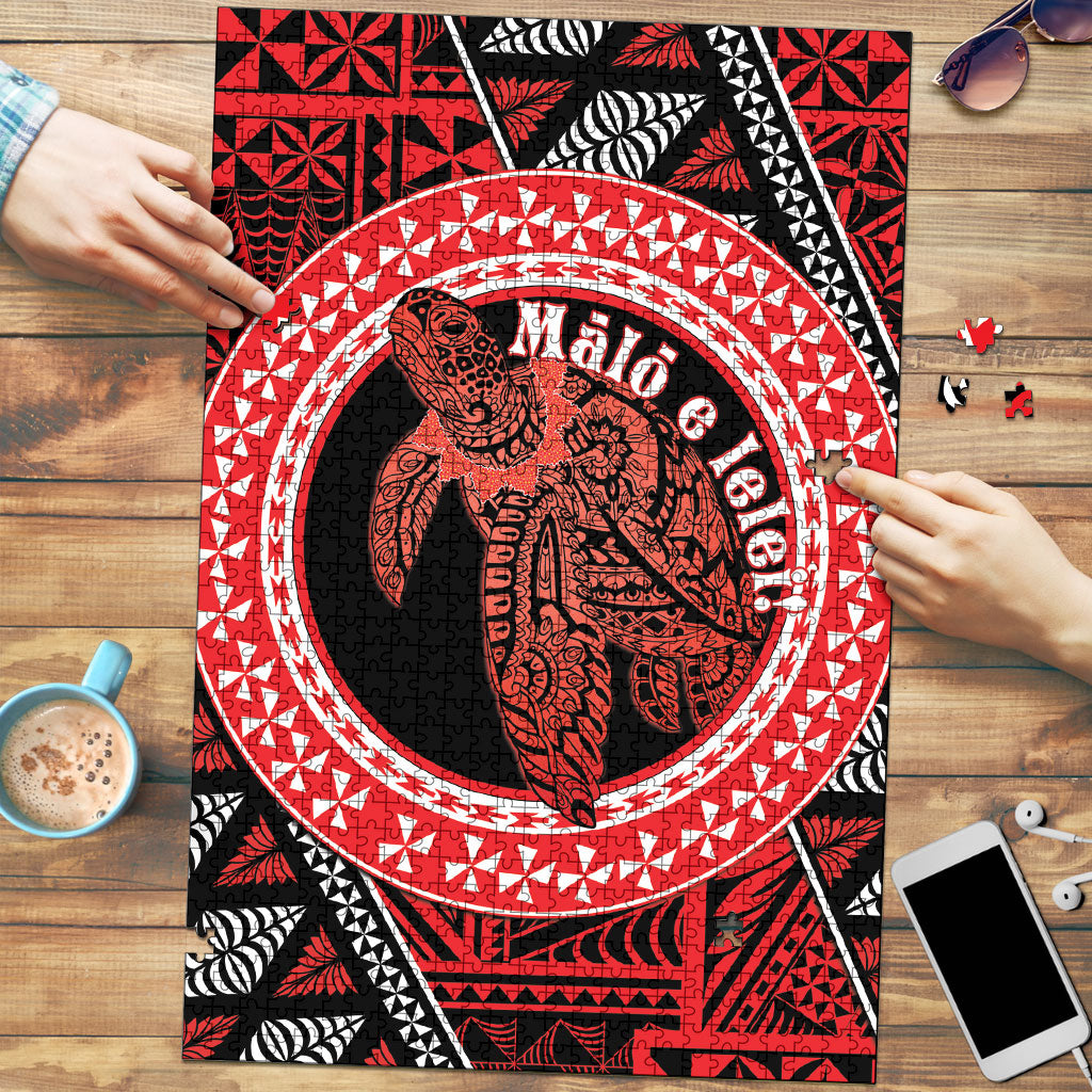 Tonga Language Week Puzzle Heilala Turtle Malo E Lelei LT22 Red - Polynesian Pride