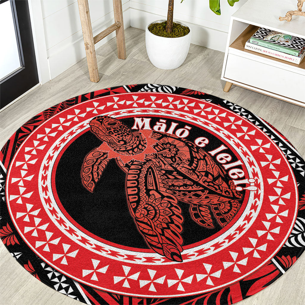Tonga Language Week Round Carpet Heilala Turtle Malo E Lelei LT22 Red - Polynesian Pride